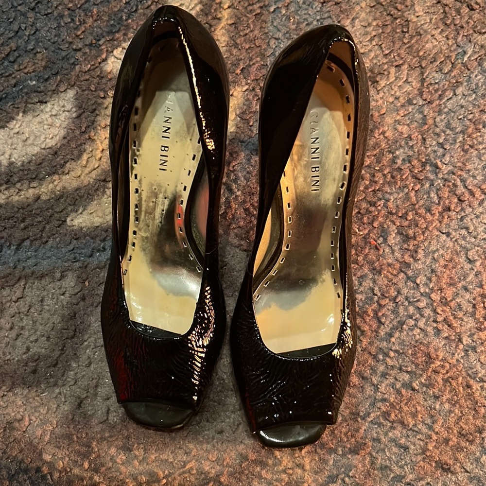 Peep Toe Patent Leather Heels
